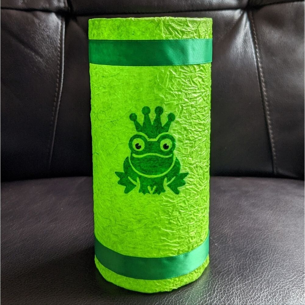 HANDMADE Glass Candle Holder Vase with Frog Prince